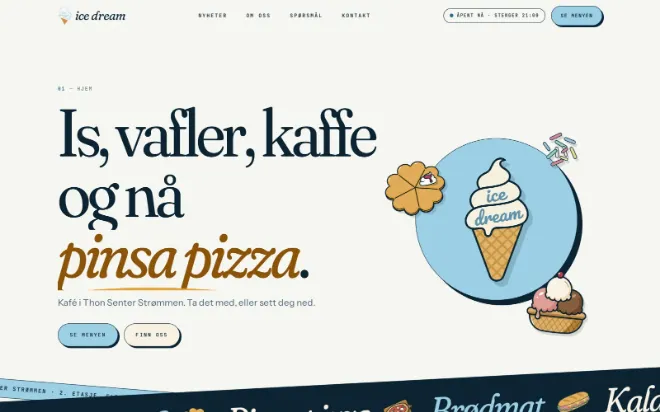 Skjermfangst av forsiden til Ice Dream