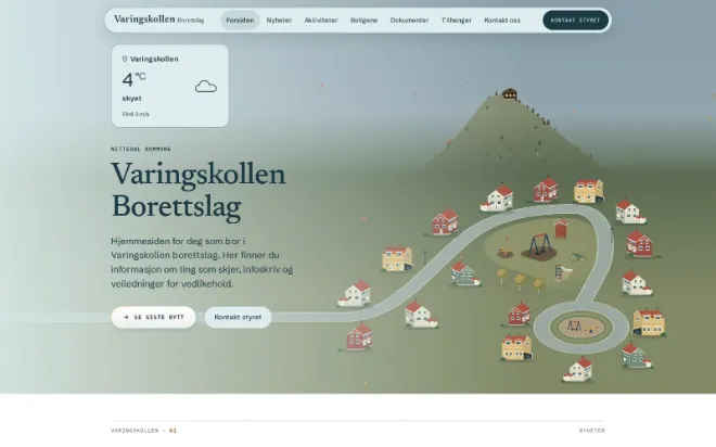 Skjermfangst av forsiden til Varingskollen Borettslag
